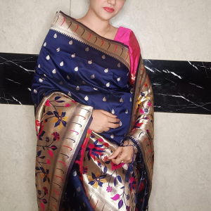 ~ Satyabhama ~ Navy Blue Paithani Silk Saree
