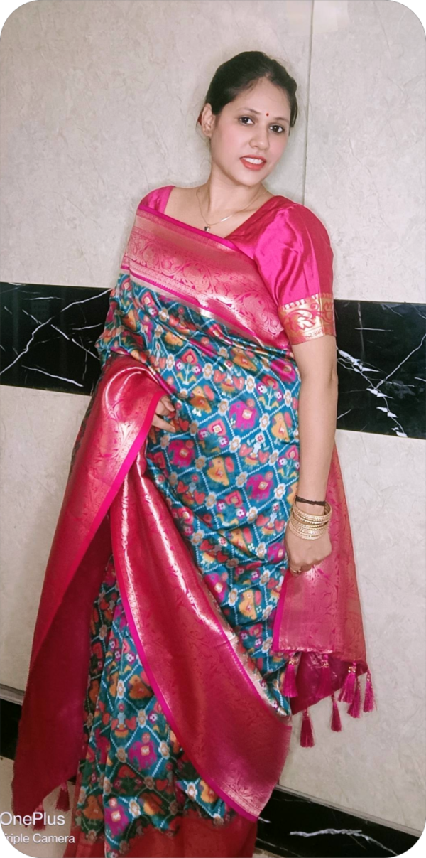 ~ Bhanumati ~ Firozi Patola Silk - Image 3