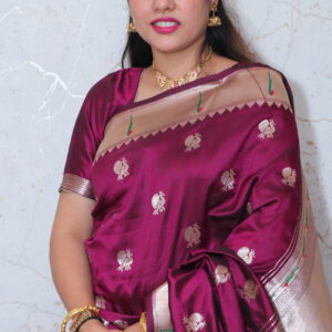 ~ Apsara ~ Wine Paithani Silk Saree