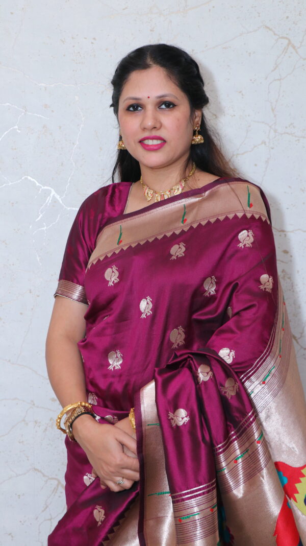 ~ Apsara ~ Wine Paithani Silk Saree