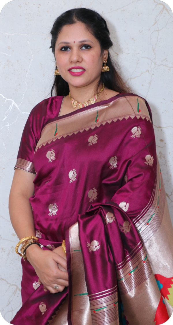 ~ Apsara ~ Wine Paithani Silk Saree - Image 6