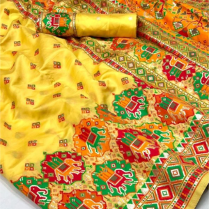 ~ Shehnai ~ Yellow Kashmiri Pashmina Silk Saree