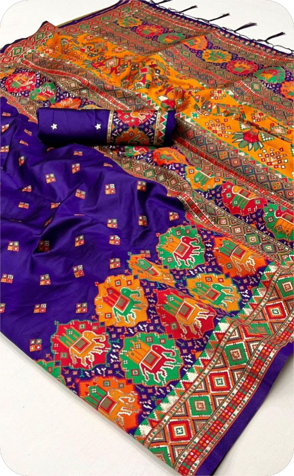 ~ Shehnai ~ Purple Kashmiri Pashmina Silk Saree - Image 8