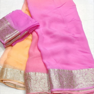 ~Chaandni~ Pure Chiffon Blush Pink Banarasi Saree
