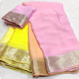 ~Chaandni~ Pure Chiffon Baby Pink Banarasi Saree