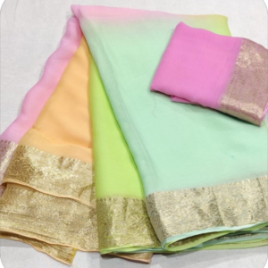 ~Chaandni~ Pure Chiffon Pistaschio Green Banarasi Saree