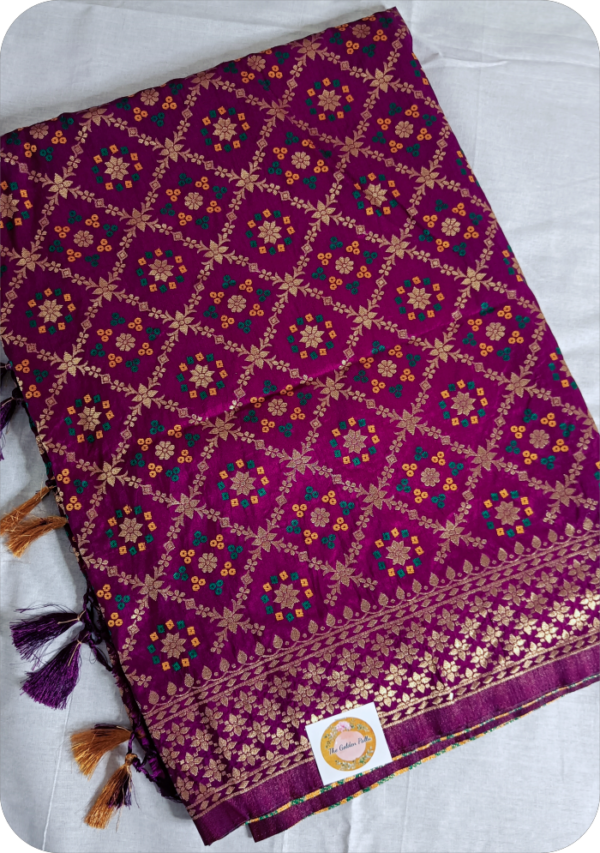 ~Maharani~ Wine Gharchola Zari Saree