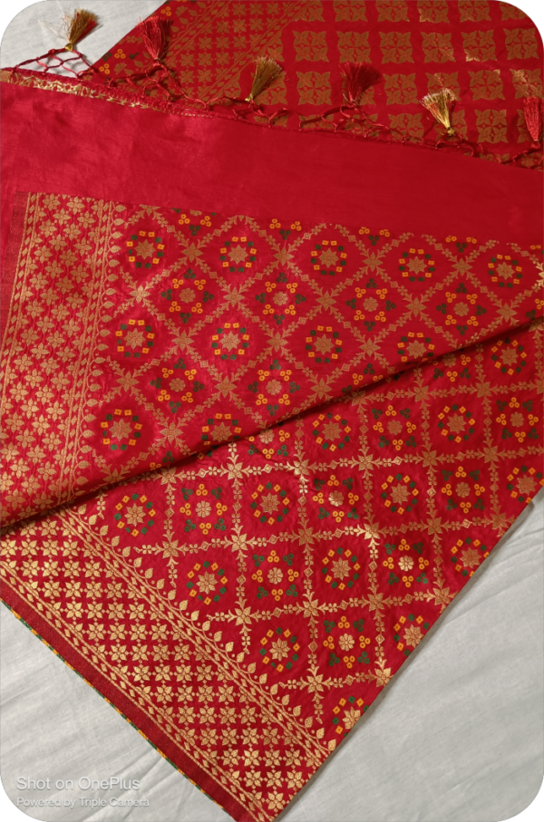 ~Maharani~ Red Gharchola Zari Saree - Image 3