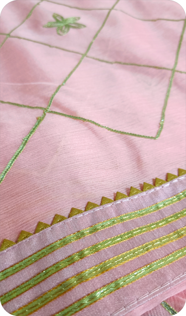 ~Rajputi Gotta~ Peach Georgette Gotta Patti Saree - Image 2