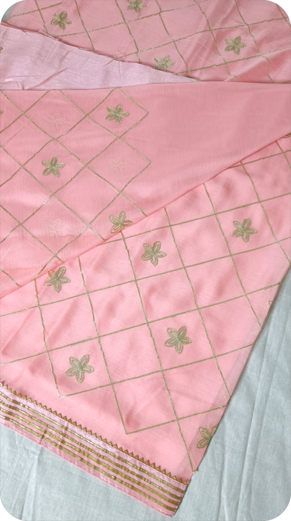 ~Rajputi Gotta~ Peach Georgette Gotta Patti Saree - Image 4
