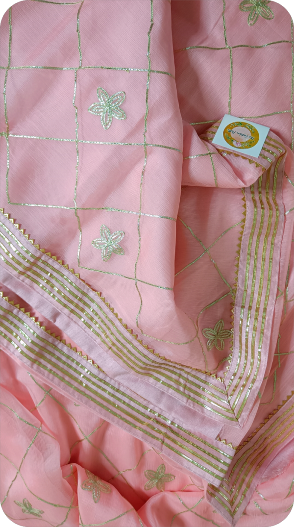 ~Rajputi Gotta~ Peach Georgette Gotta Patti Saree - Image 5