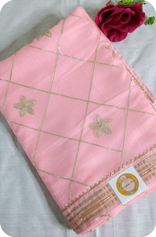 ~Rajputi Gotta~ Peach Georgette Gotta Patti Saree
