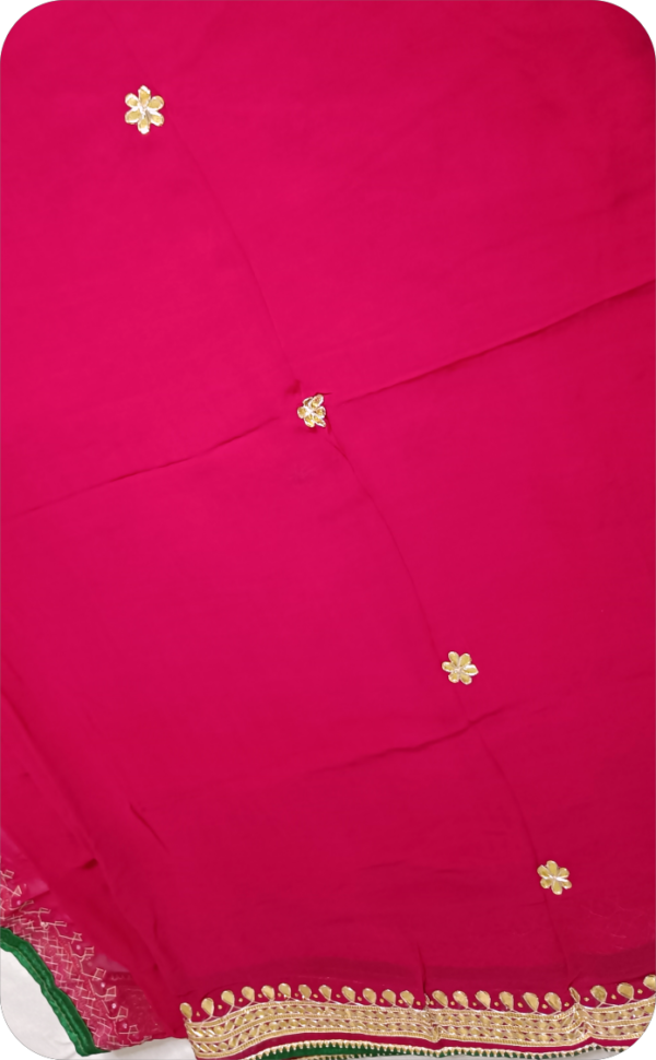 ~Sona Chaandi ~Magenta Georgette Gottapatti Saree - Image 2