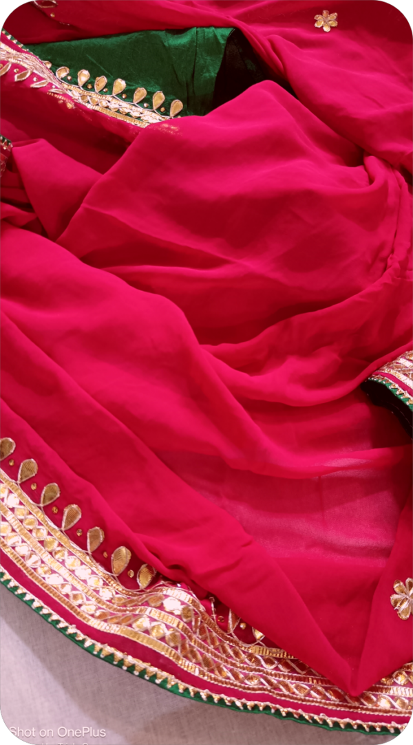 ~Sona Chaandi ~Magenta Georgette Gottapatti Saree - Image 7