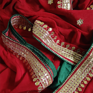 ~Sona Chaandi ~Red Georgette Gottapatti Saree