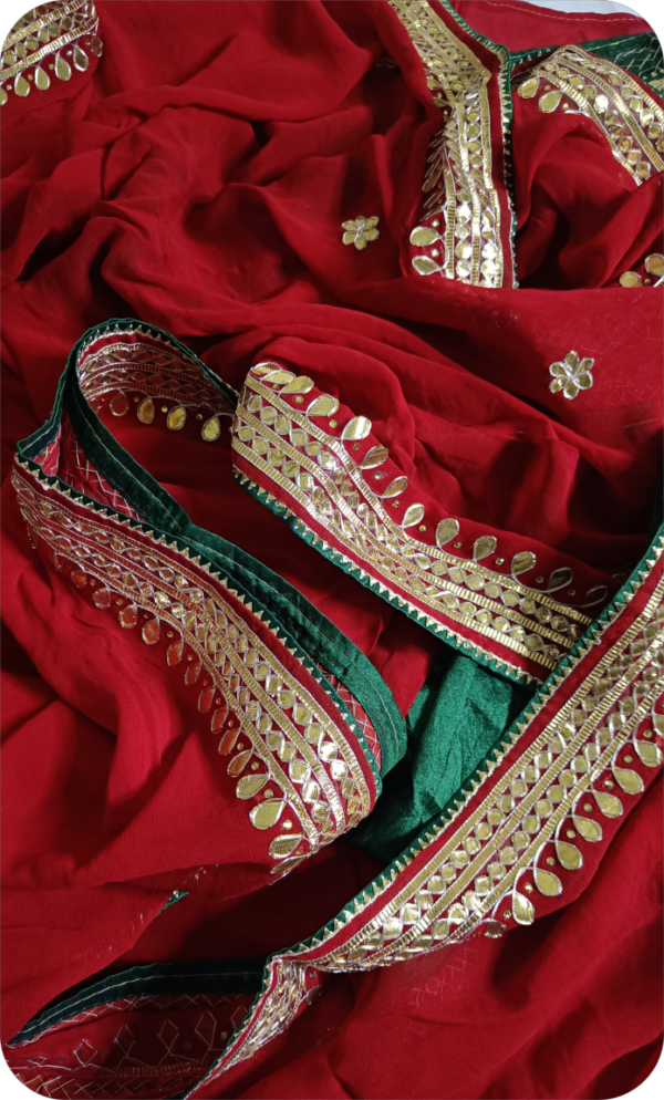 ~Sona Chaandi ~Red Georgette Gottapatti Saree