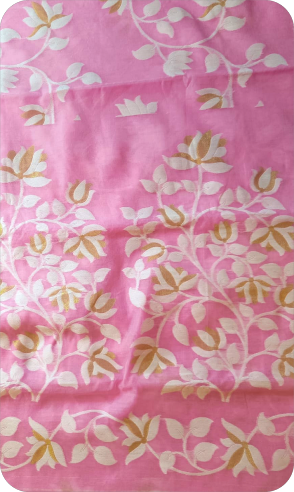 ~ Charulata ~ Soft Pink Jamdani Cotton Saree - Image 2