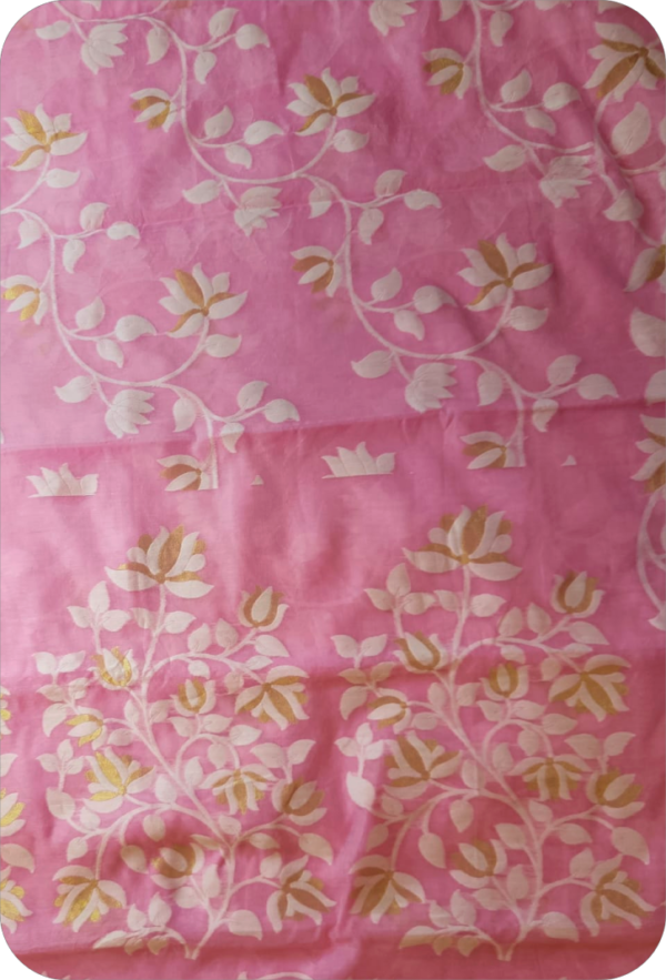 ~ Charulata ~ Soft Pink Jamdani Cotton Saree - Image 3
