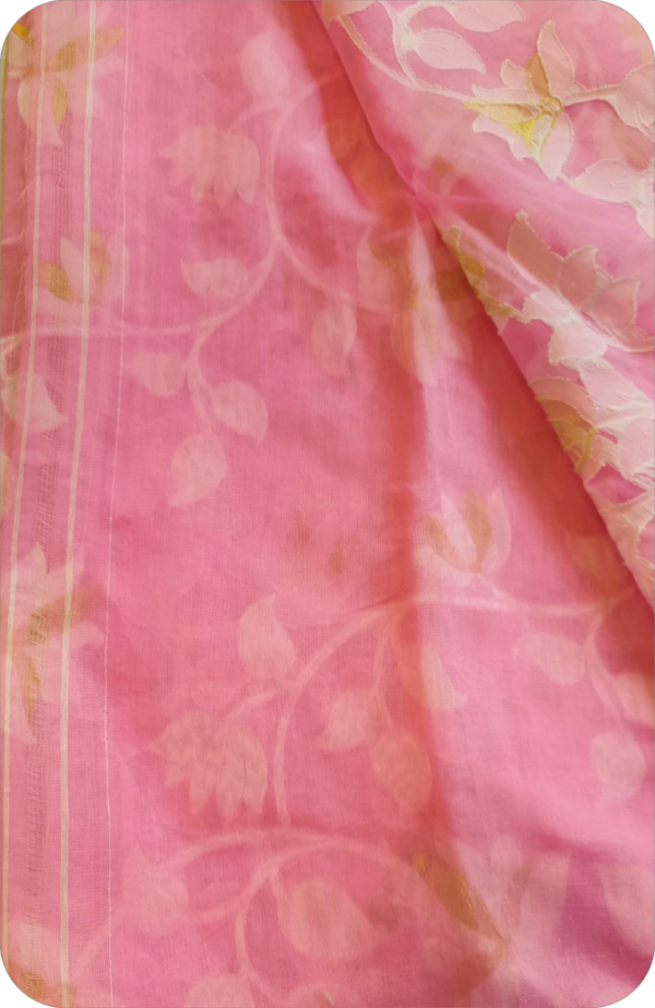 ~ Charulata ~ Soft Pink Jamdani Cotton Saree - Image 7