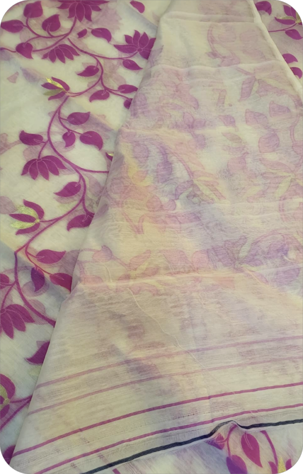 ~ Charulata ~ White Jamdani Cotton Saree - Image 8