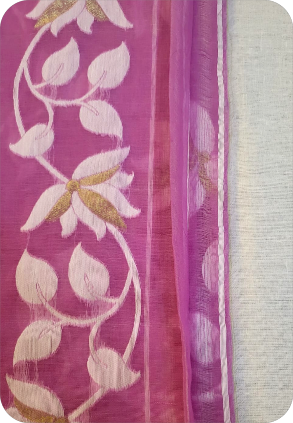 ~ Charulata ~ Lavender Jamdani Cotton Saree - Image 4