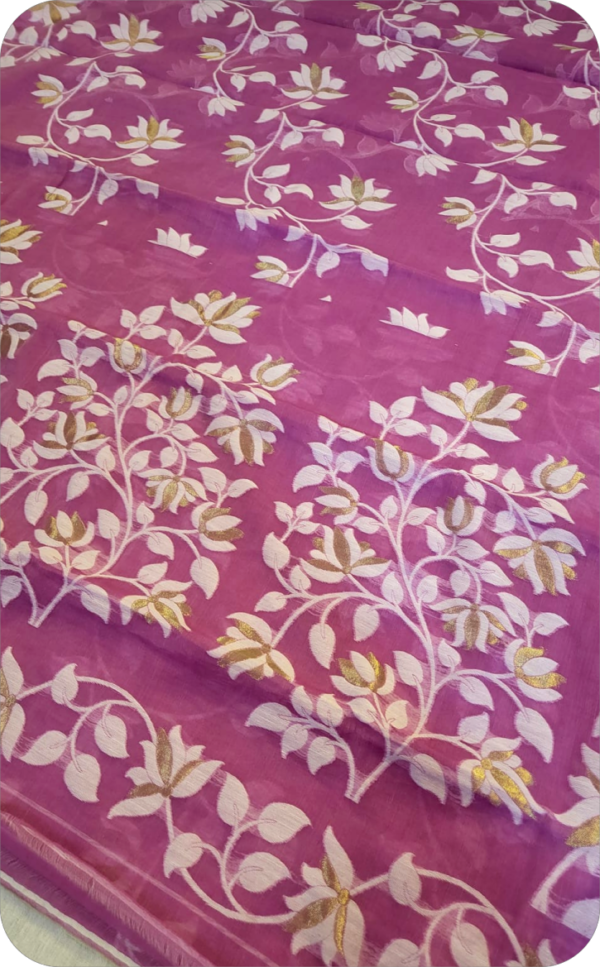 ~ Charulata ~ Lavender Jamdani Cotton Saree - Image 5