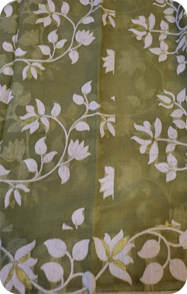 ~ Charulata ~ Mint Green Jamdani Cotton Saree - Image 5