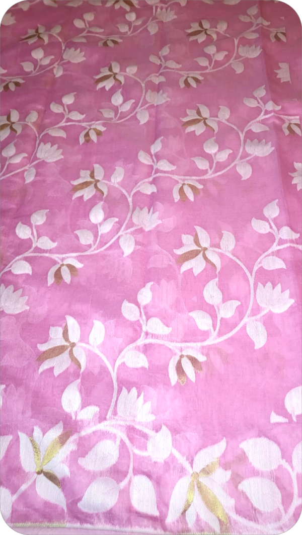 ~ Charulata ~ Soft Pink Jamdani Cotton Saree - Image 9