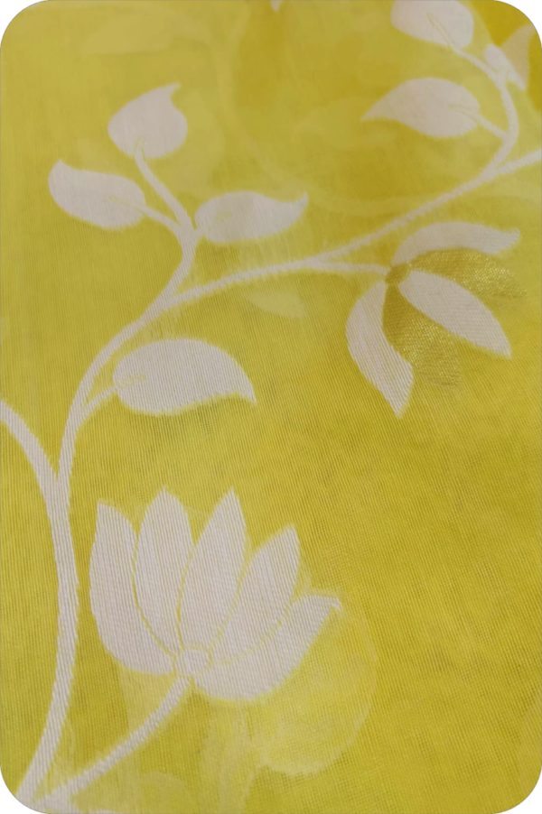 ~ Charulata ~ Lemon Yellow Jamdani Cotton Saree - Image 9