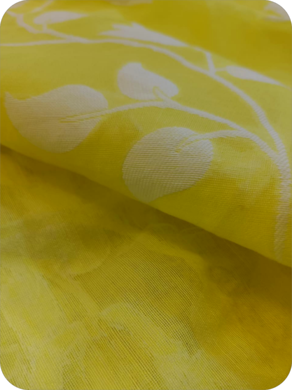 ~ Charulata ~ Lemon Yellow Jamdani Cotton Saree - Image 11