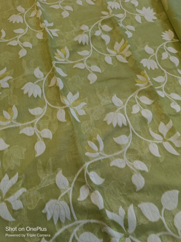 ~ Charulata ~ Mint Green Jamdani Cotton Saree - Image 11