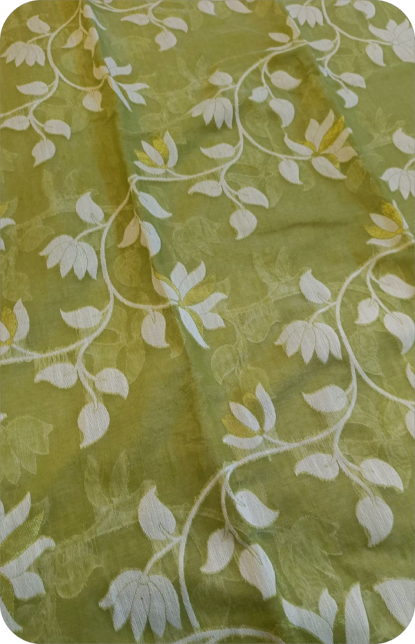 ~ Charulata ~ Mint Green Jamdani Cotton Saree - Image 7