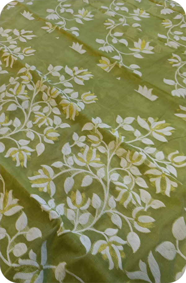 ~ Charulata ~ Mint Green Jamdani Cotton Saree - Image 8