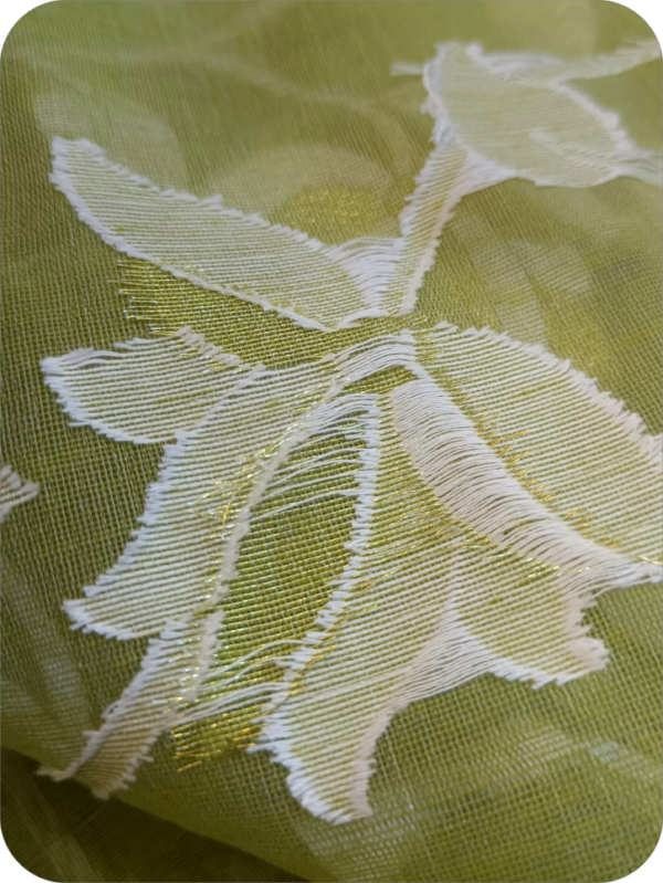 ~ Charulata ~ Mint Green Jamdani Cotton Saree - Image 9