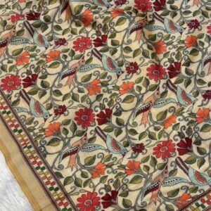~ Chitralekha ~ Beige Tusser Silk with Kalamkari print