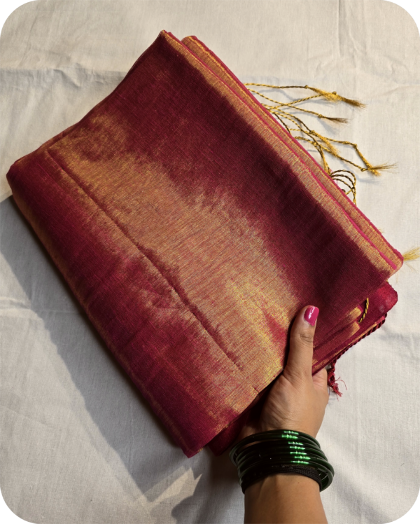 ~ Raga ~ Golden Rose Tissue Silk Saree - Image 2