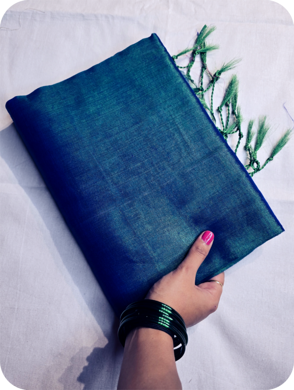 ~ Raga ~ Teal Blue Tissue Silk Saree - Image 2