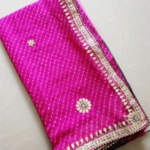 ~Rajputi Gotta~ Gulaabi Georgette Mothra Gotta Patti Saree