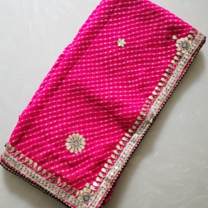 ~Rajputi Gotta~ Hot Pink Georgette Mothra Gotta Patti Saree