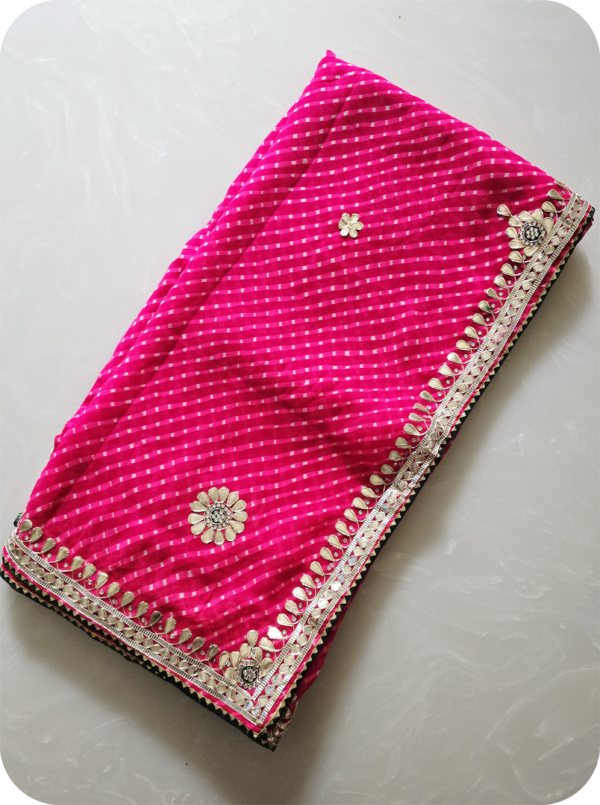 ~Rajputi Gotta~ Hot Pink Georgette Mothra Gotta Patti Saree
