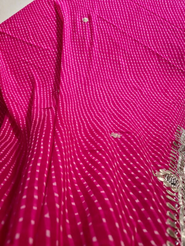 ~Rajputi Gotta~ Hot Pink Georgette Mothra Gotta Patti Saree - Image 6