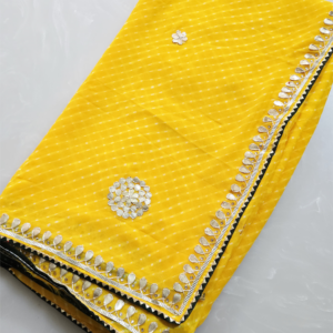~Rajputi Gotta~ Yellow Georgette Mothra Saree