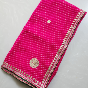 ~Rajputi Gotta~ Hot Pink Georgette Mothra Saree